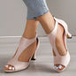 A Brushed Leather Fish Mouth Sandals Women's