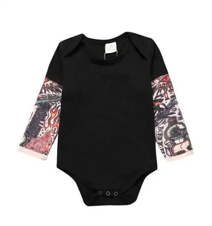 Baby Boys Romper Long Sleeve Tattoo Print