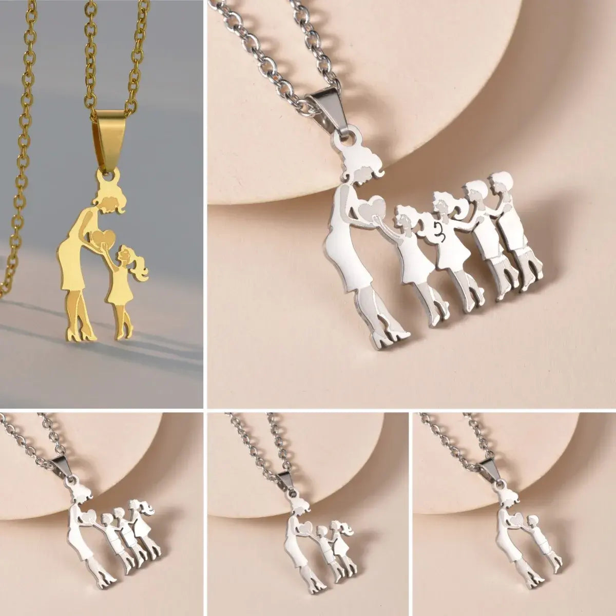 Family Stainless Steel Necklace Mother's Gift