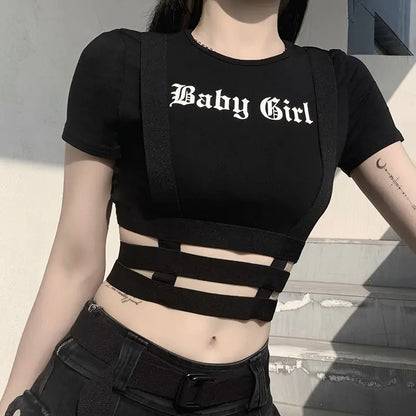 A Crop Top O-Neck T-shirt