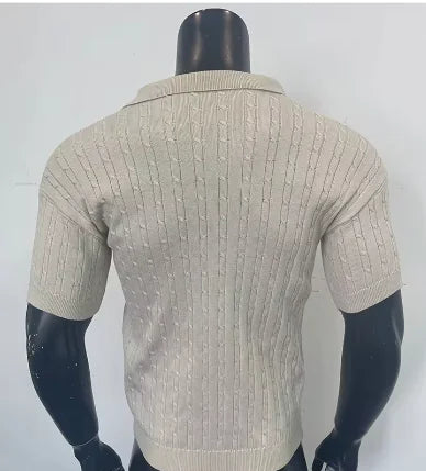 1 Mens Top Knitted Button Short-sleeved