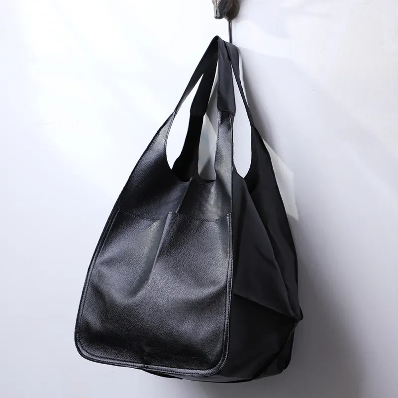 Soft Leather Large Capacity Shoulder Hand-held Tote Bag