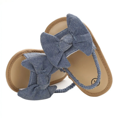 02 Baby Girls Bow Knot Sandals: Summer Soft Sole Princess Shoes