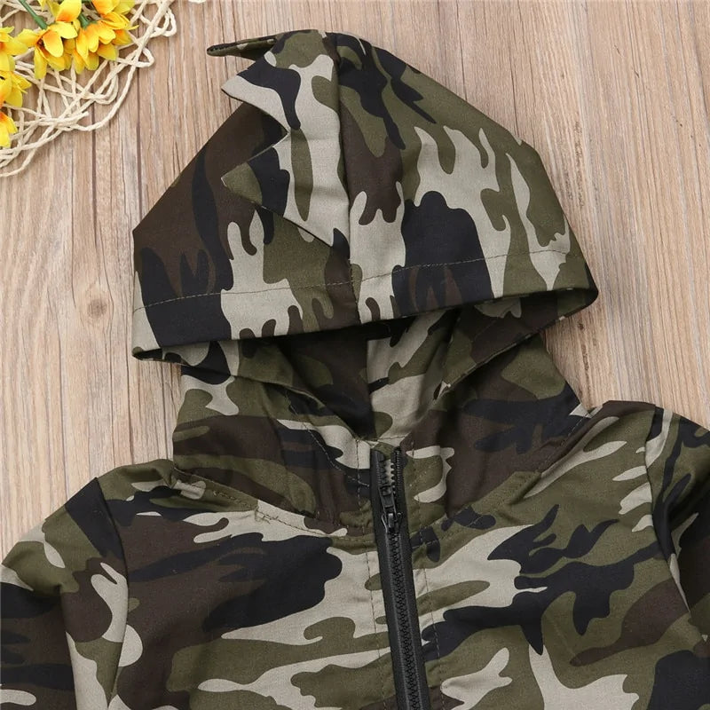 Camouflage Dinosaur Hooded Jacket for Boys