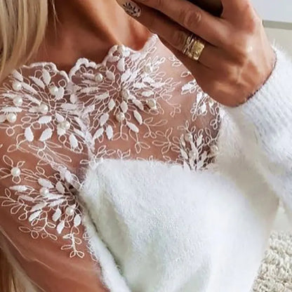 A Lace Mesh Sweater Top