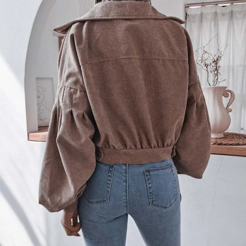 a Corduroy Cropped Jacket  For Women