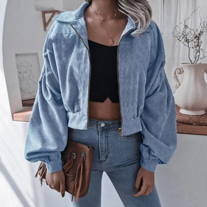 a Corduroy Cropped Jacket  For Women