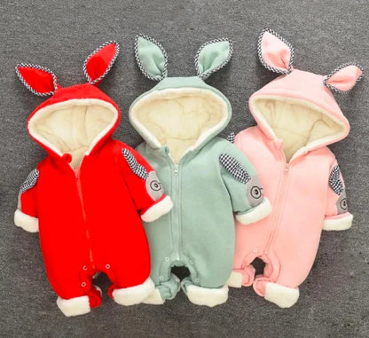 Thick Hooded Baby Jumpsuit