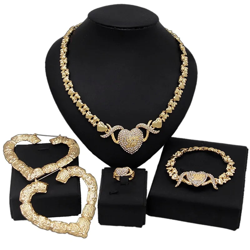 02 Gold  Wedding Engagement Jewelry Set