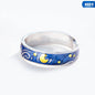 Adjustable Van Gogh Starry Night Couple Rings: Silver with Blue Stars - Valentine's Jewelry