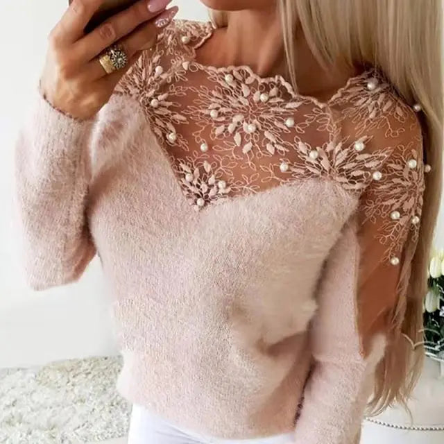 A Lace Mesh Sweater Top