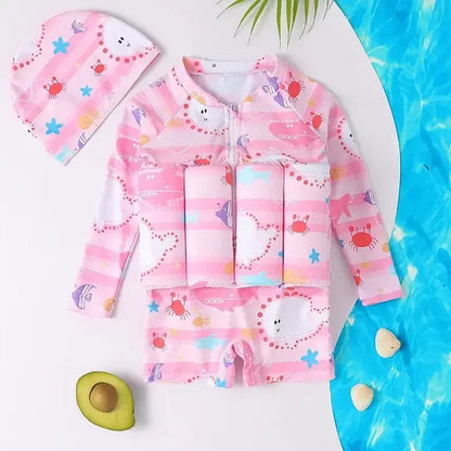 Cartoon Print One-Piece Floating Rash Guard Bathing Suit