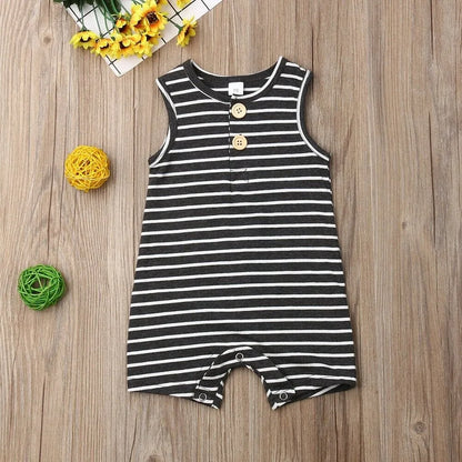 1 Baby Striped Romper: Sleeveless Summer Outfit