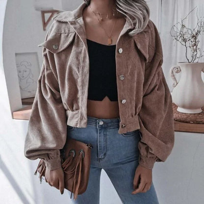 a Corduroy Cropped Jacket  For Women