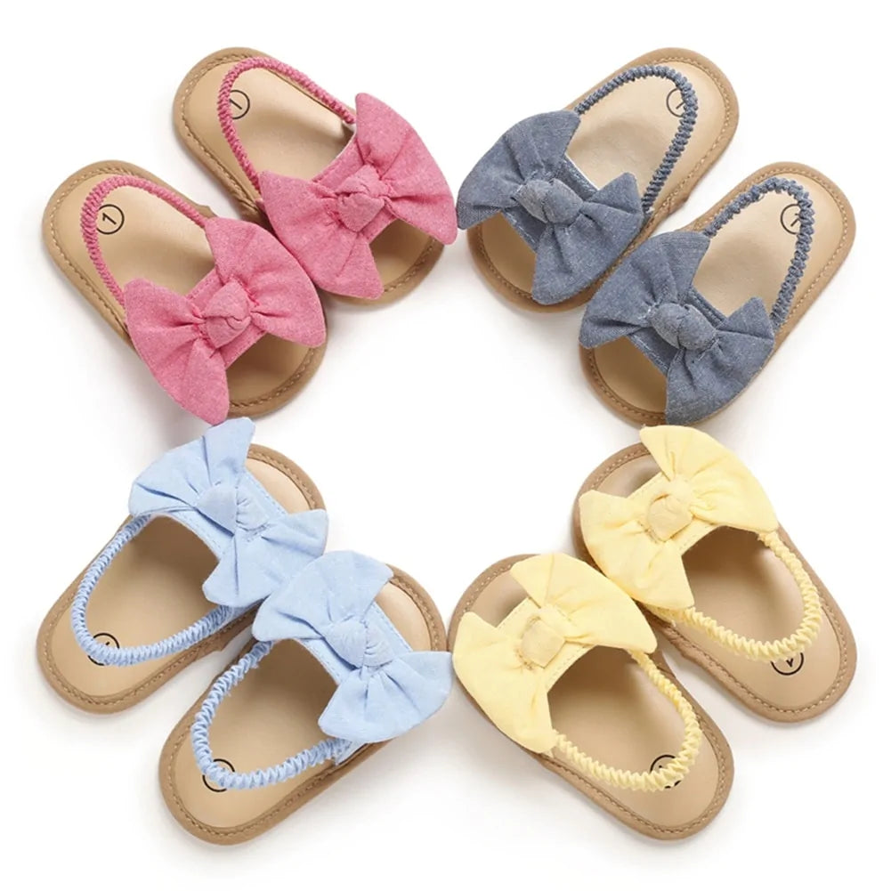 02 Baby Girls Bow Knot Sandals: Summer Soft Sole Princess Shoes