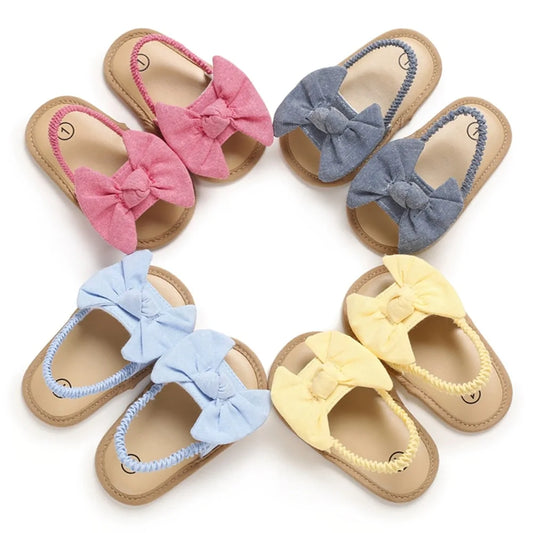 02 Baby Girls Bow Knot Sandals: Summer Soft Sole Princess Shoes