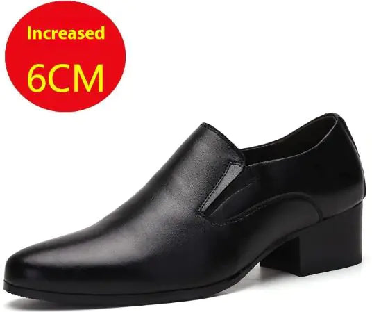 Pointed Leather Shoes Genuine Leather Men's Elevator Shoes