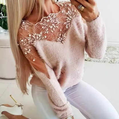 A Lace Mesh Sweater Top