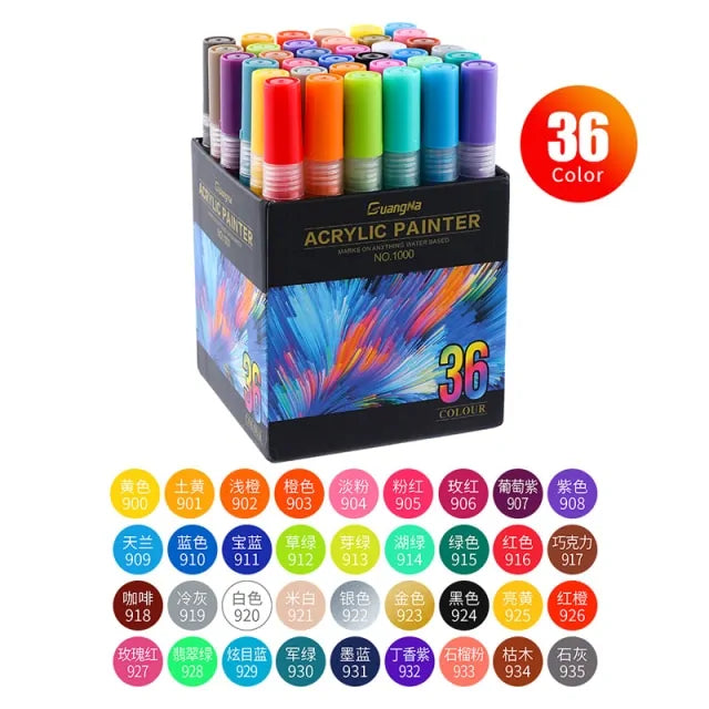 36 Colors Acrylic Marker Pens