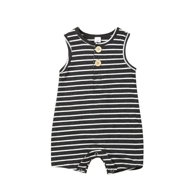 1 Baby Striped Romper: Sleeveless Summer Outfit