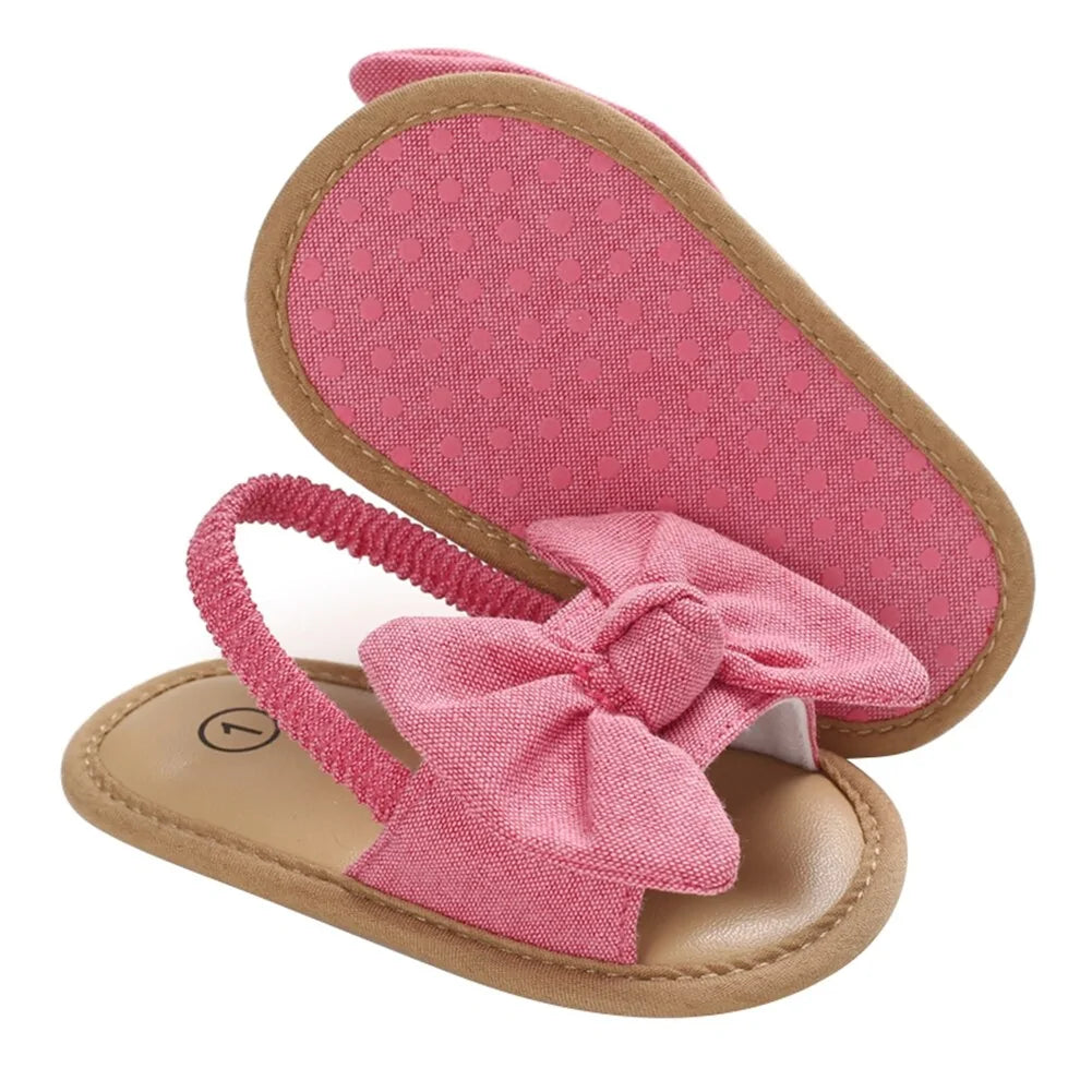 02 Baby Girls Bow Knot Sandals: Summer Soft Sole Princess Shoes