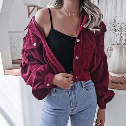 a Corduroy Cropped Jacket  For Women