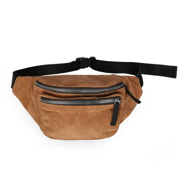 Corduroy Zipper Waist Bags