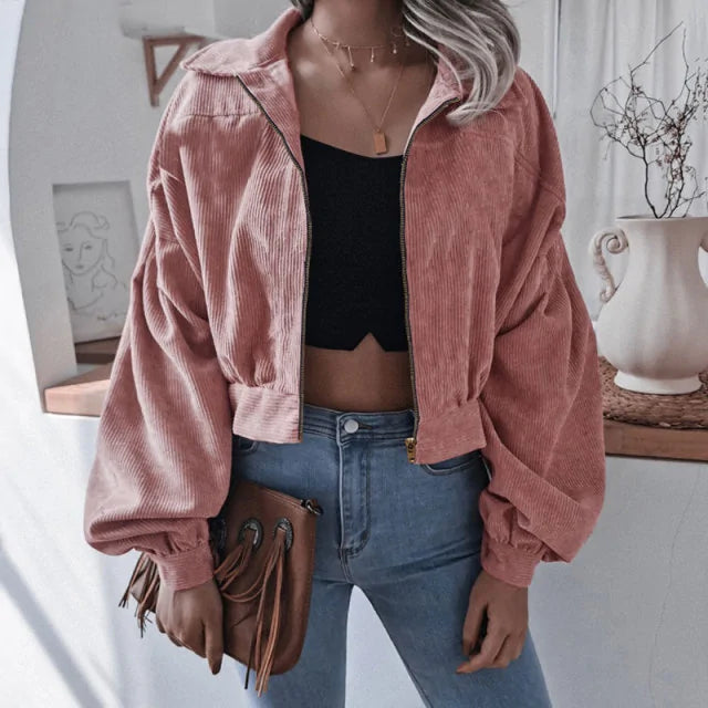 a Corduroy Cropped Jacket  For Women