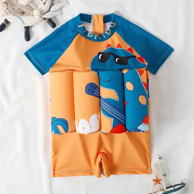 Cartoon Print One-Piece Floating Rash Guard Bathing Suit