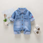 Newborn Denim Romper with Cartoon Design