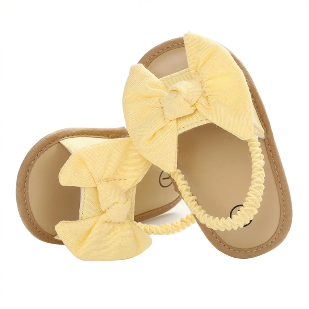 02 Baby Girls Bow Knot Sandals: Summer Soft Sole Princess Shoes