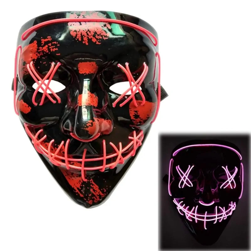 LED Purge Mask: Halloween Costume DJ Party Light Up Glow-in-the-Dark Masks (10 Colors)