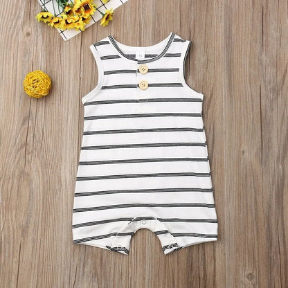 1 Baby Striped Romper: Sleeveless Summer Outfit