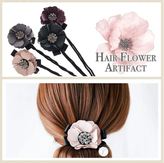 Top Knot Rhinestone Hair Flower Artifact