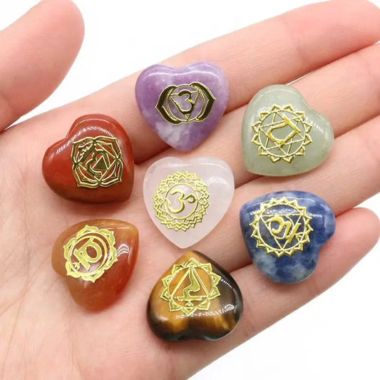 7Pcs Heart Chakra Natural Crystal Stones