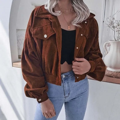 a Corduroy Cropped Jacket  For Women