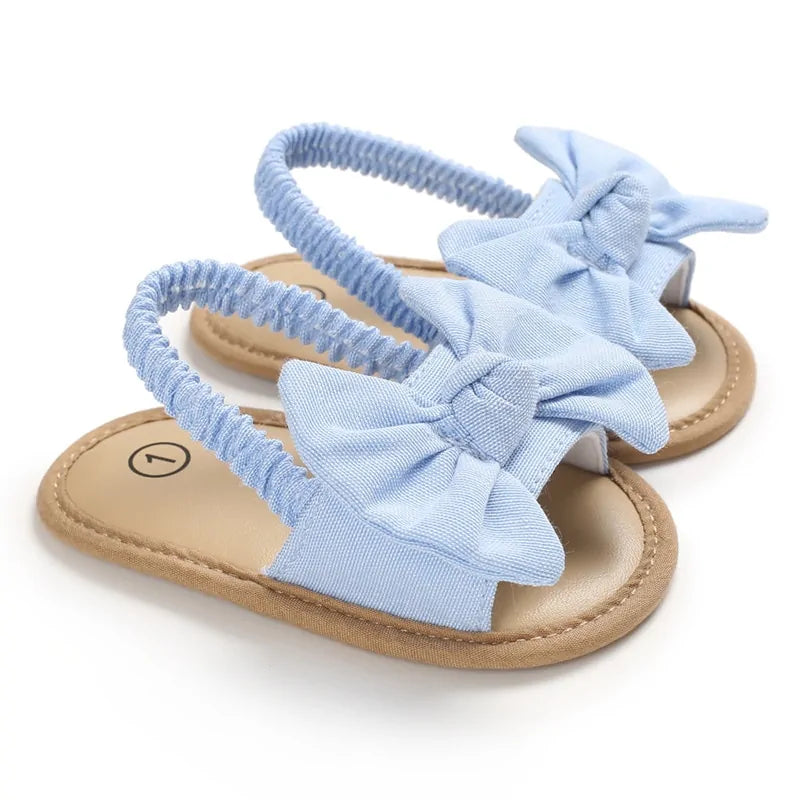 02 Baby Girls Bow Knot Sandals: Summer Soft Sole Princess Shoes