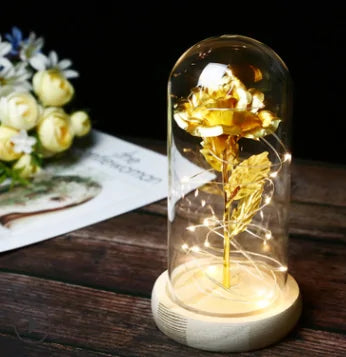 Beauty And The Beast Rose Rose In LED Glass