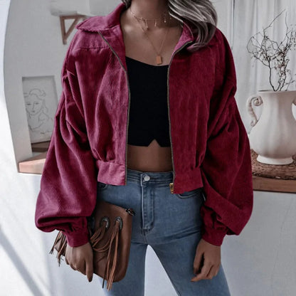 a Corduroy Cropped Jacket  For Women